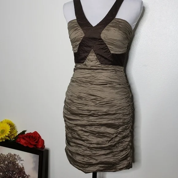 NEW BCBG MAXAZRIA Runway Simson Mocha Cocktail Dress Party Elegant Luxury Club - Picture 6 of 14